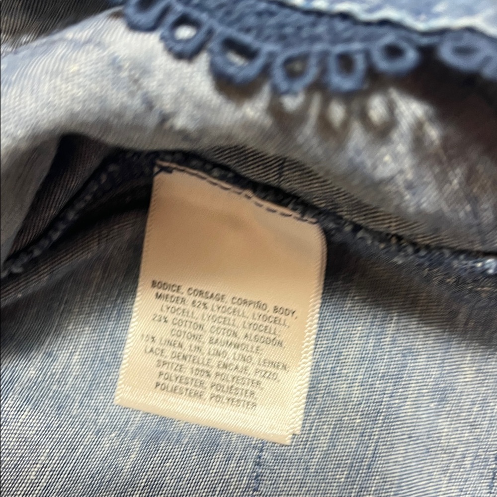 Anthropologie Holding Horses Top  Perra Popover Pleated Chambray size 2 - Picture 7 of 9